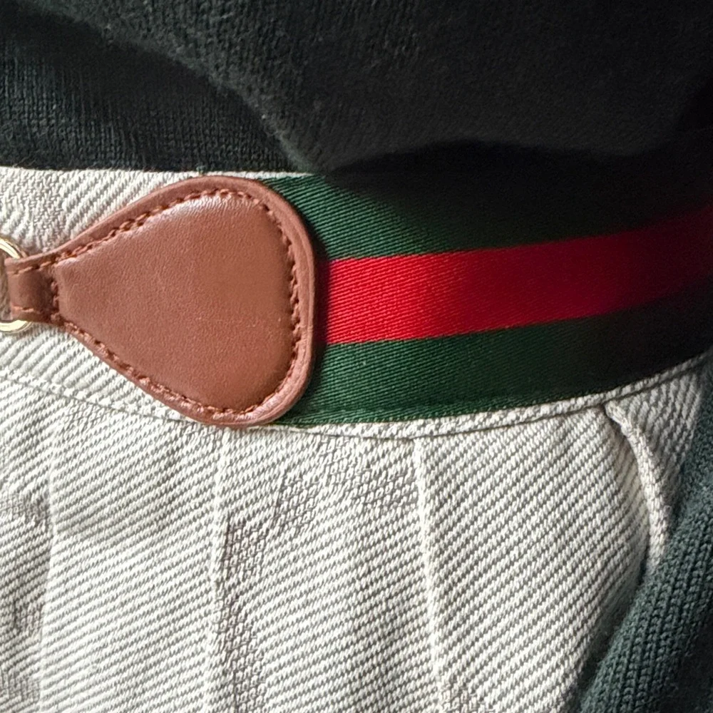 GG inspired pleated mini skirt/skort NEW! 28”waist
 w /red/green belt - Picture 15 of 16
